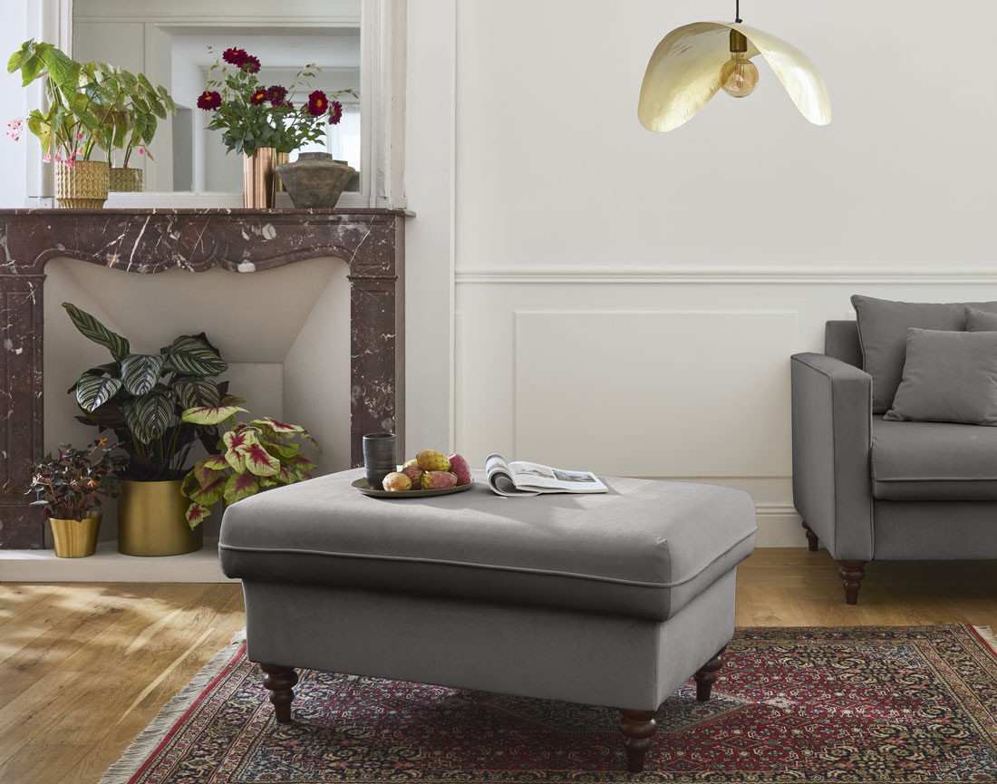 Pouf en velours Flamingo