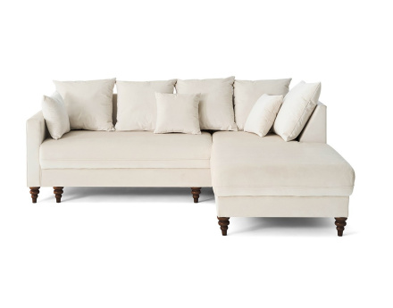 Canapé d'angle droit 4 places convertible en velours Flamingo