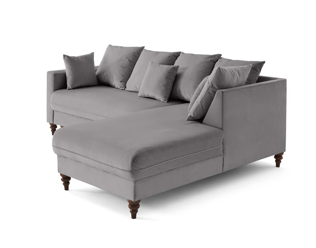 Canapé d'angle droit 4 places convertible en velours Flamingo