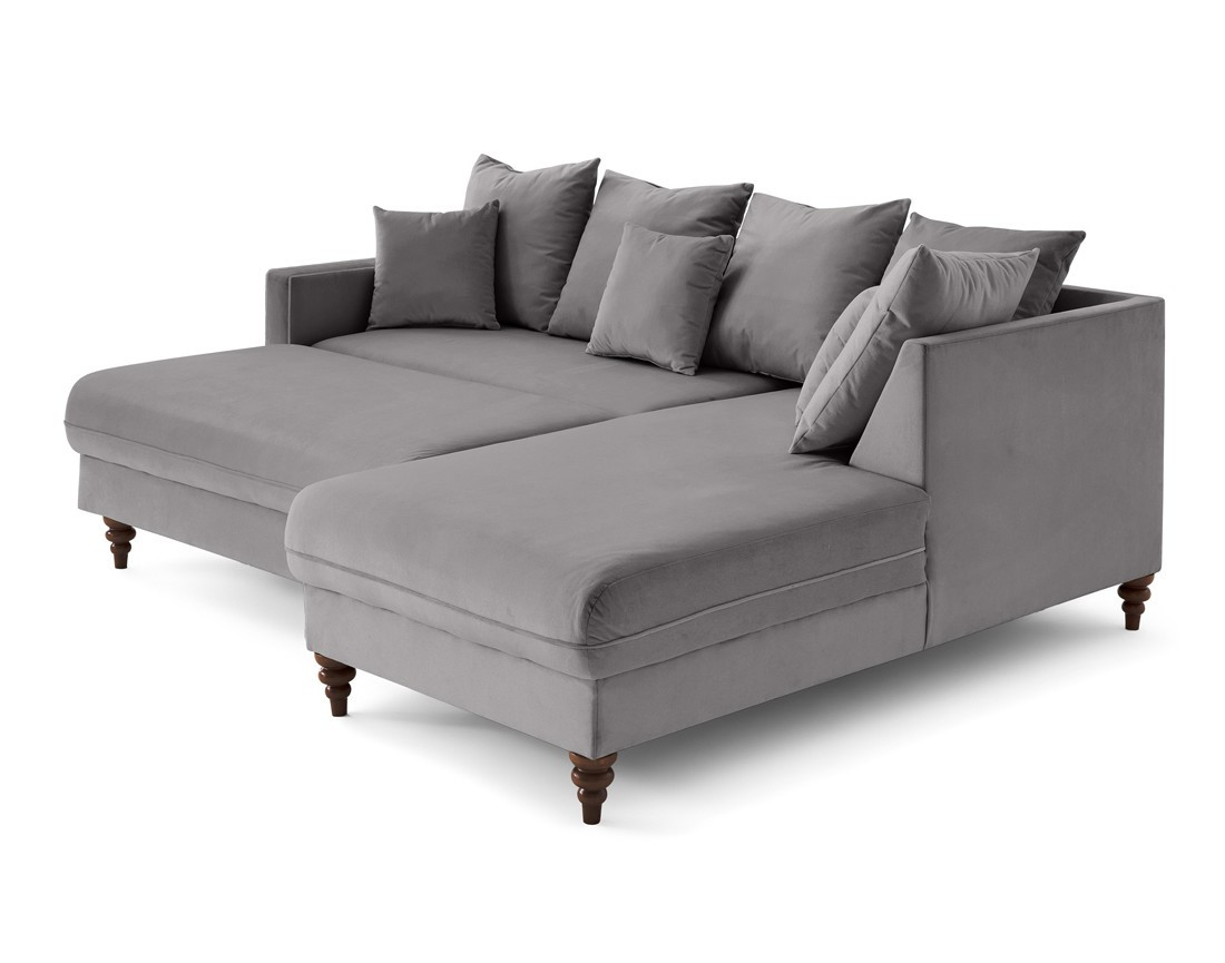 Canapé d'angle droit 4 places convertible en velours Flamingo