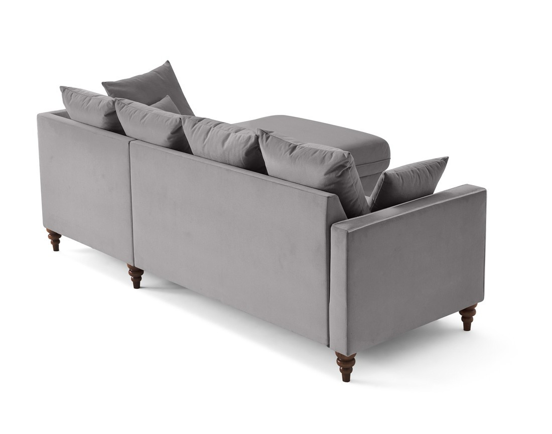 Canapé d'angle droit 4 places convertible en velours Flamingo