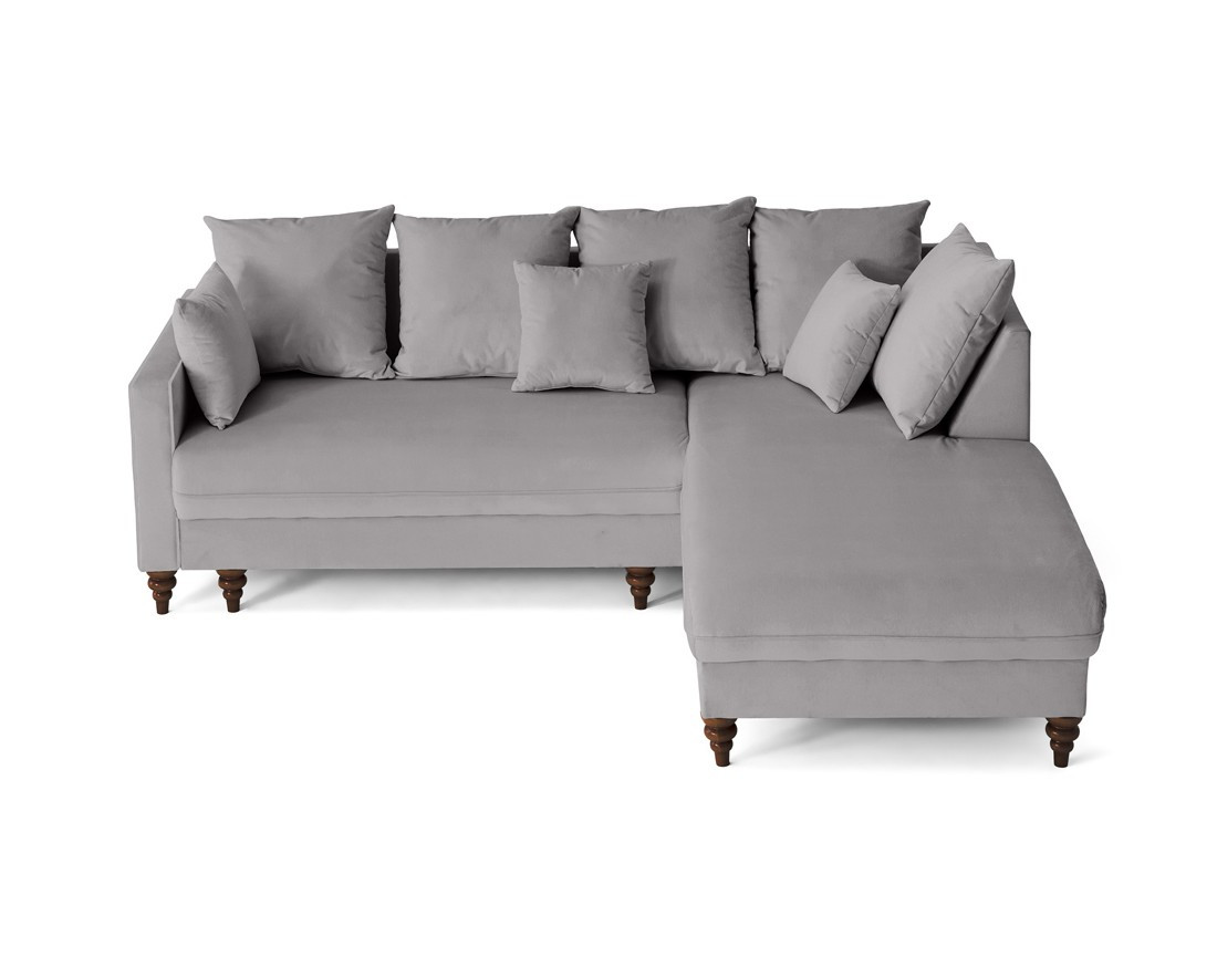 Canapé d'angle droit 4 places convertible en velours Flamingo