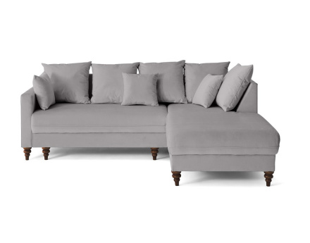 Canapé d'angle droit 4 places convertible en velours Flamingo