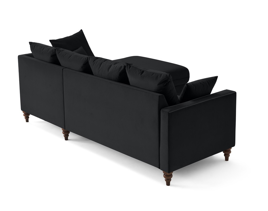 Canapé d'angle droit 4 places convertible en velours Flamingo