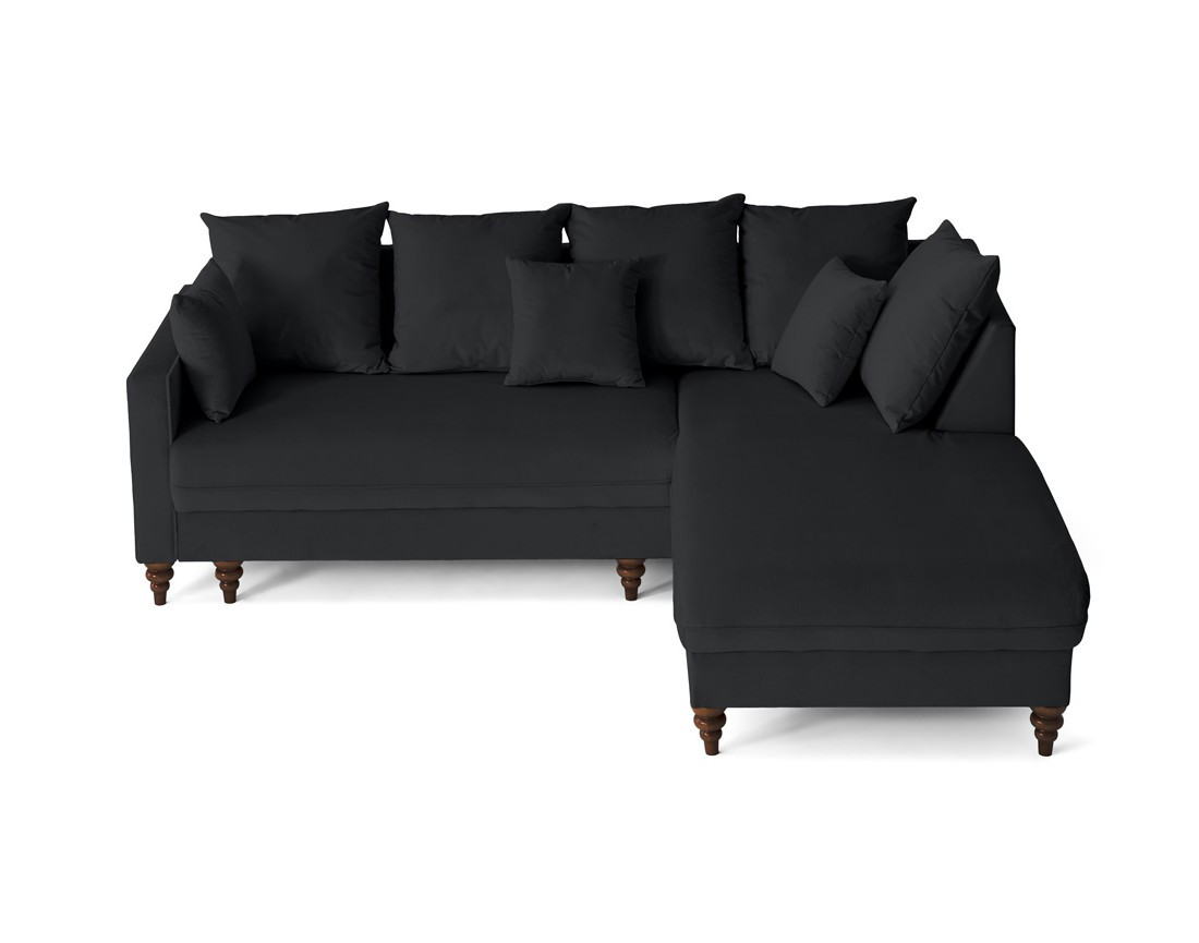 Canapé d'angle droit 4 places convertible en velours Flamingo