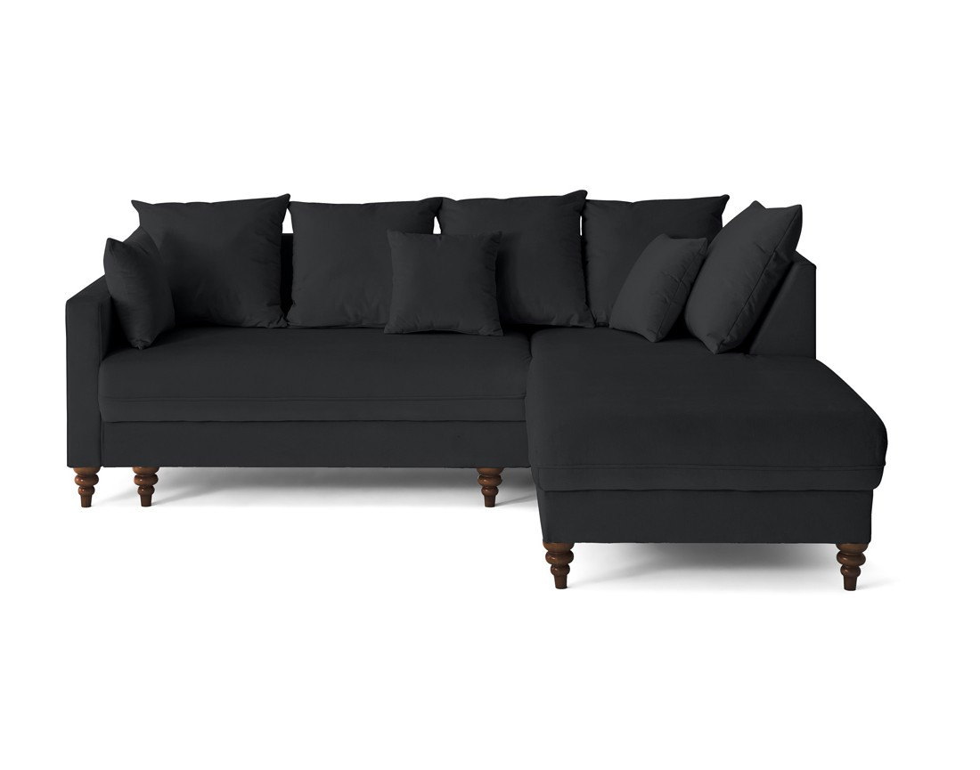 Canapé d'angle droit 4 places convertible en velours Flamingo