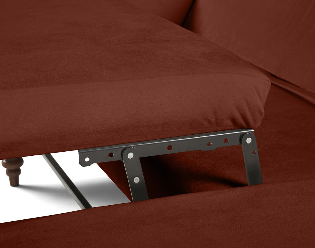Canapé d'angle droit 4 places convertible en velours Flamingo