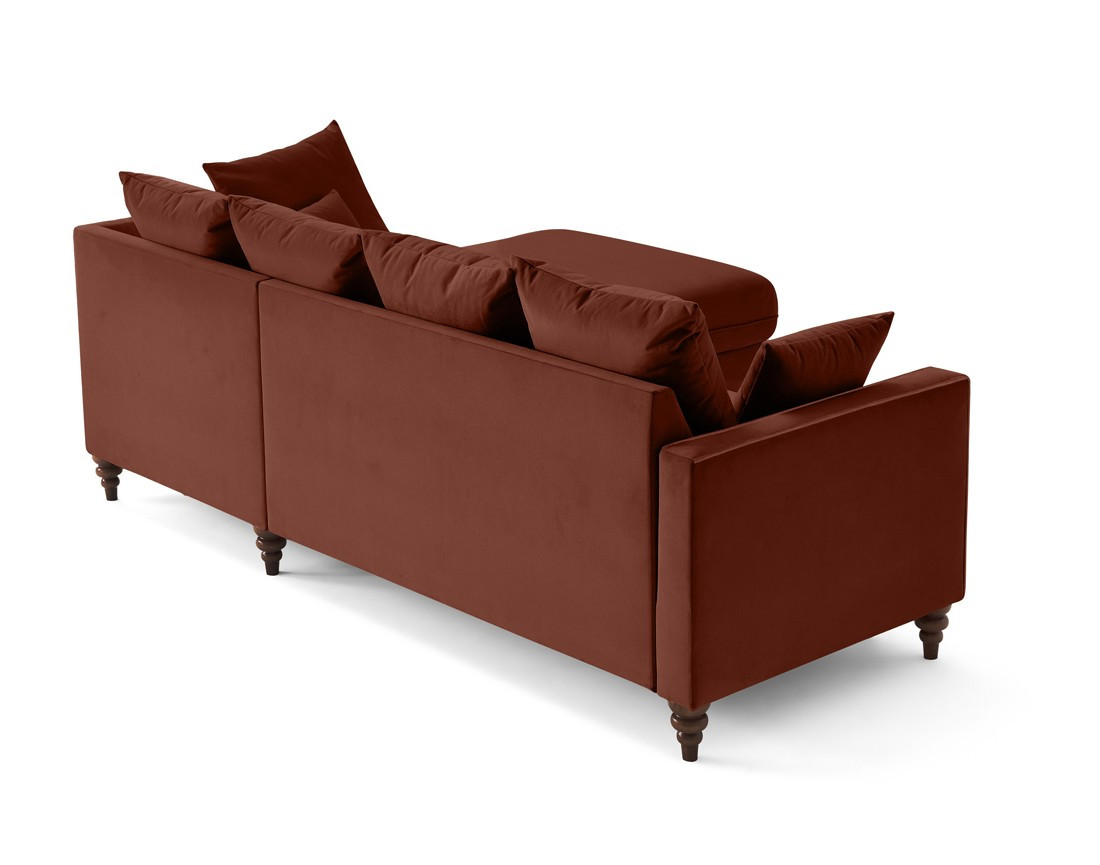 Canapé d'angle droit 4 places convertible en velours Flamingo