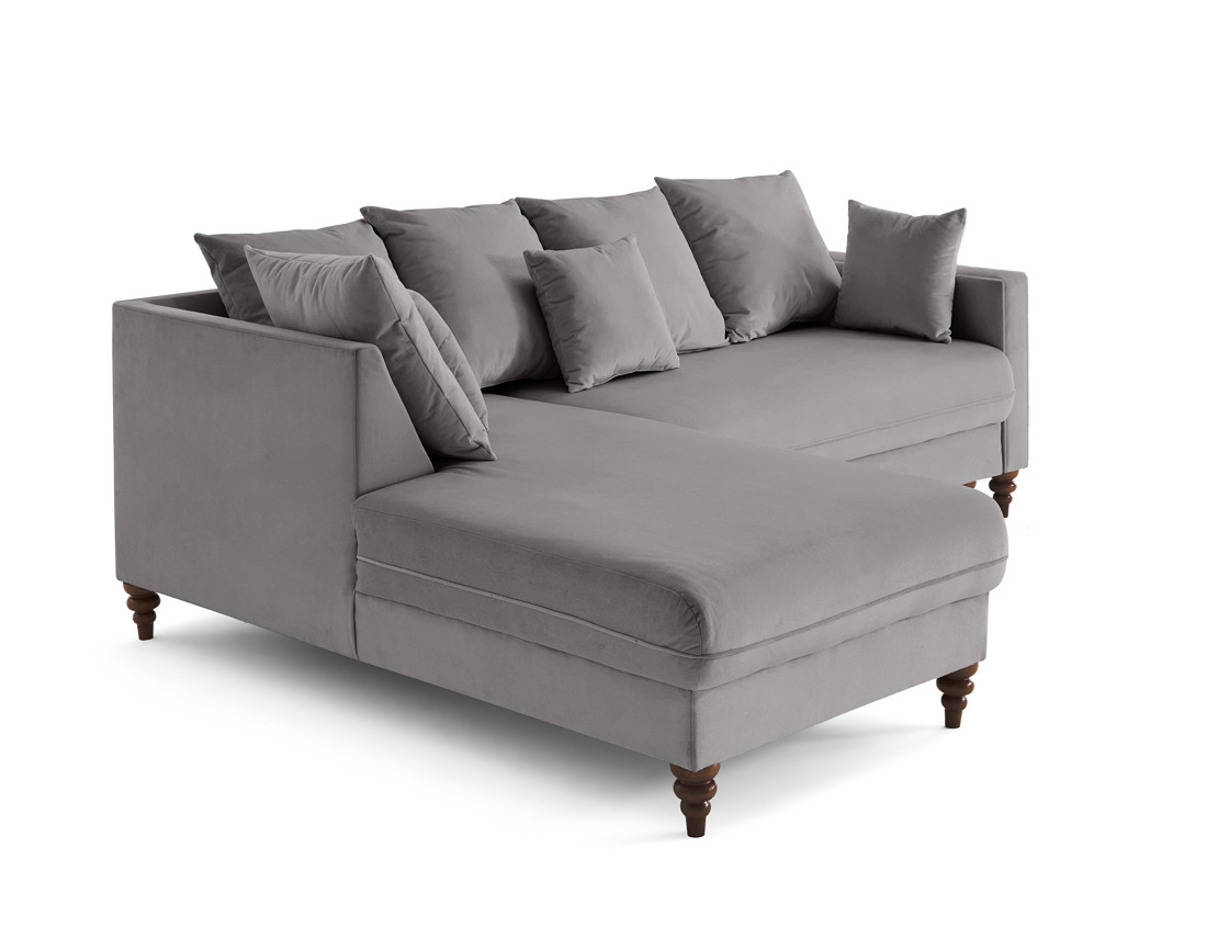 Canapé d'angle gauche 4 places convertible en velours Flamingo