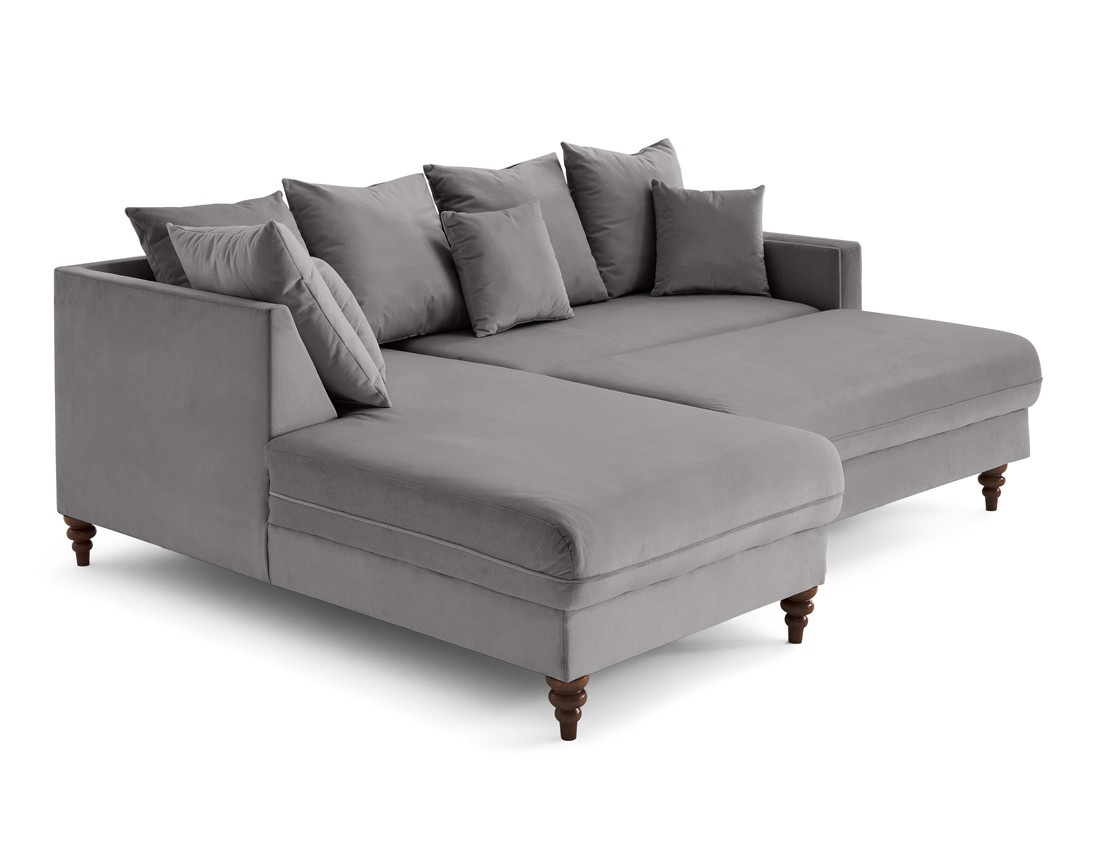 Canapé d'angle gauche 4 places convertible en velours Flamingo