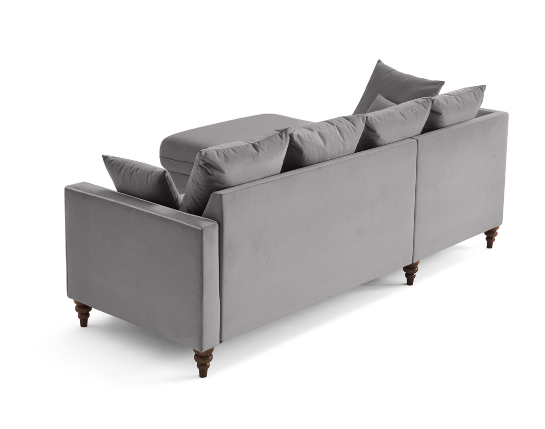 Canapé d'angle gauche 4 places convertible en velours Flamingo