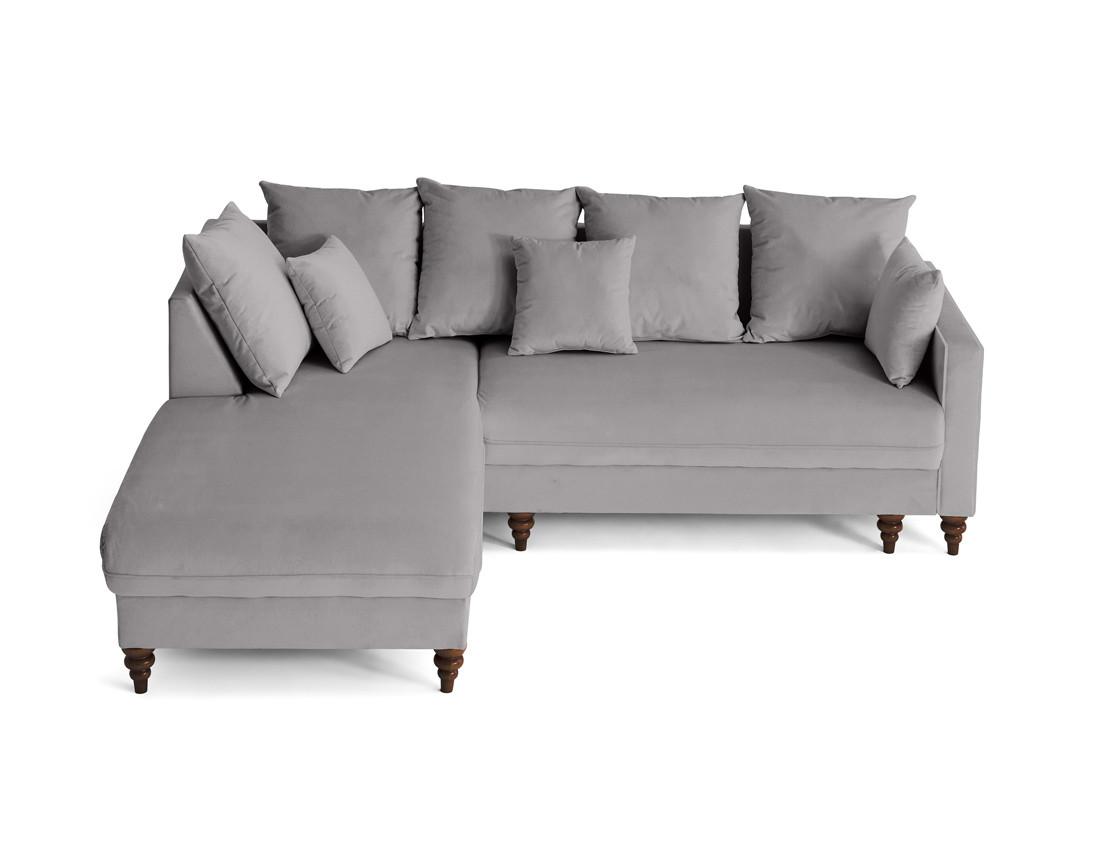 Canapé d'angle gauche 4 places convertible en velours Flamingo