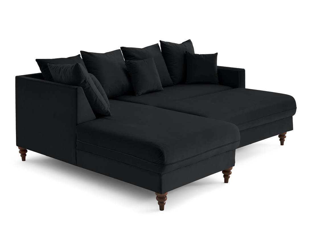 Canapé d'angle gauche 4 places convertible en velours Flamingo