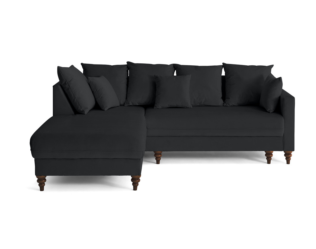 Canapé d'angle gauche 4 places convertible en velours Flamingo