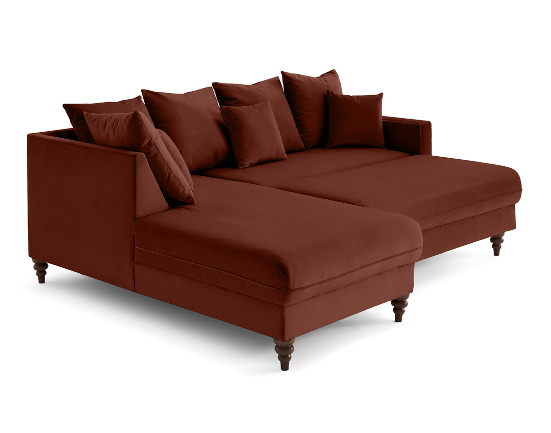 Canapé d'angle gauche 4 places convertible en velours Flamingo