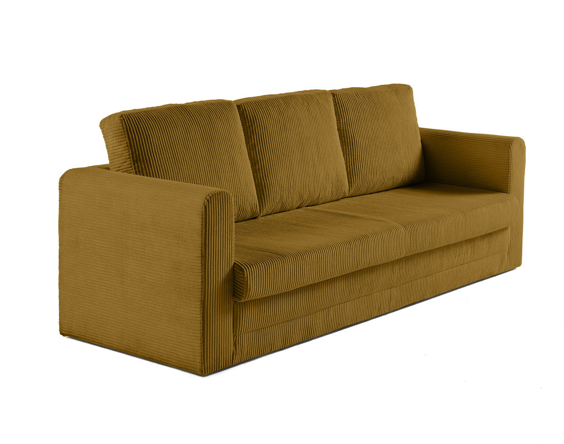 Canapé 3 places convertible déplimousse en velours côtelé Marilia
