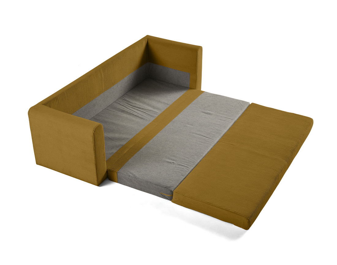 Canapé 3 places convertible déplimousse en velours côtelé Marilia