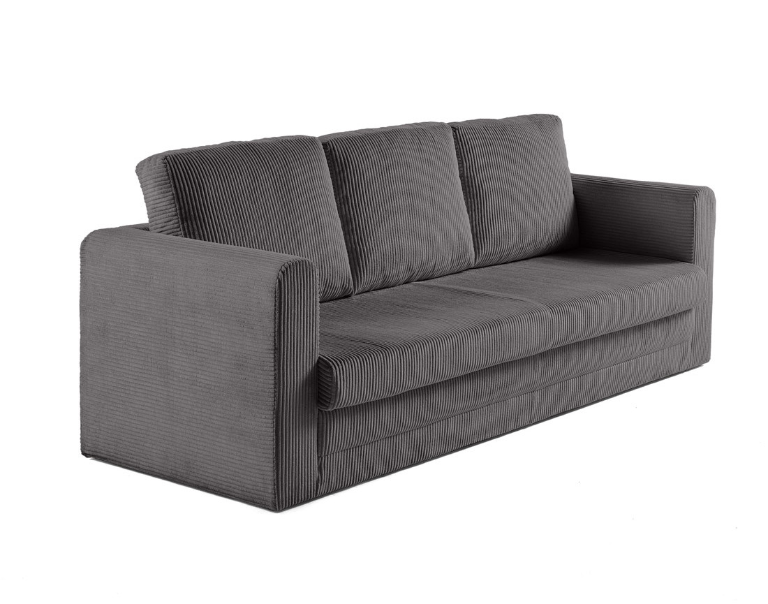 Canapé 3 places convertible déplimousse en velours côtelé Marilia