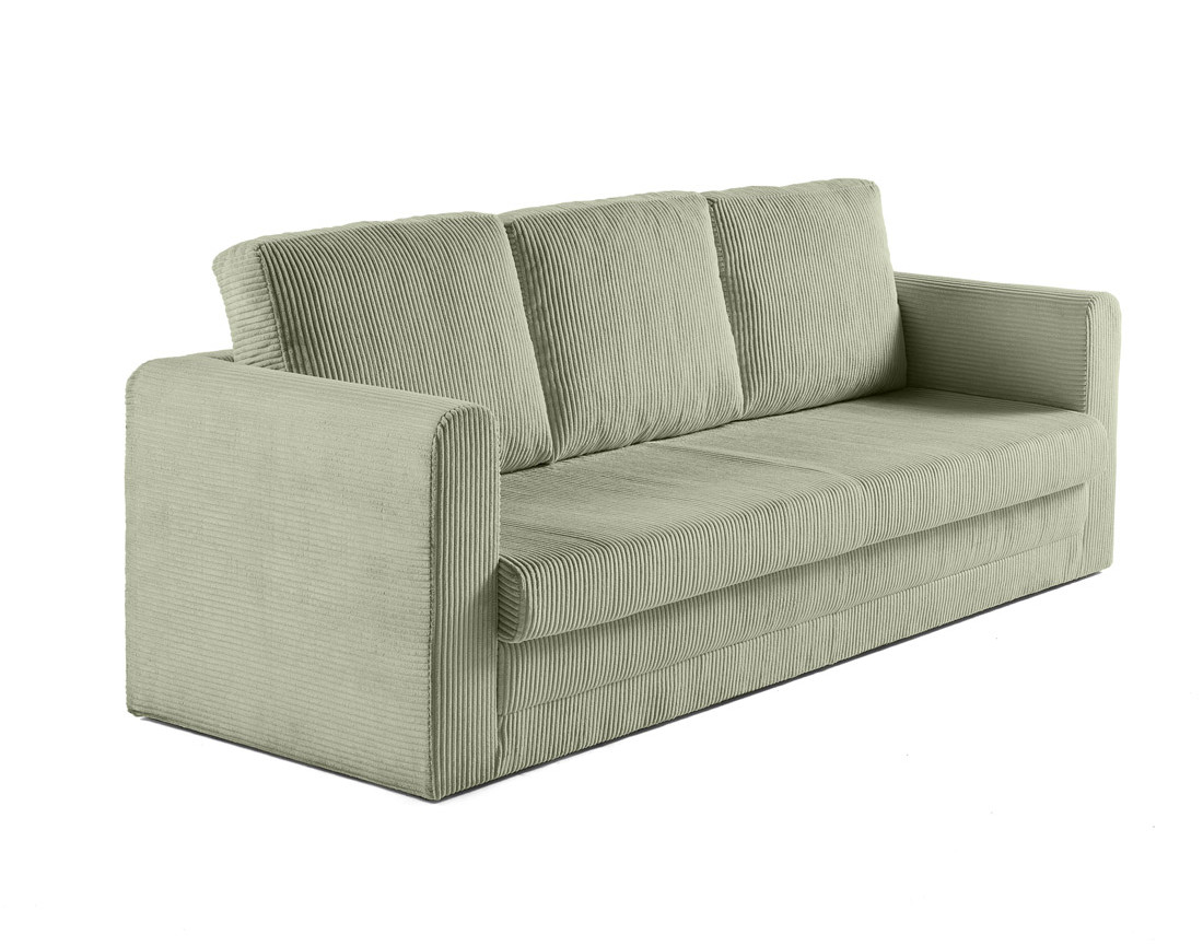 Canapé 3 places convertible déplimousse en velours côtelé Marilia