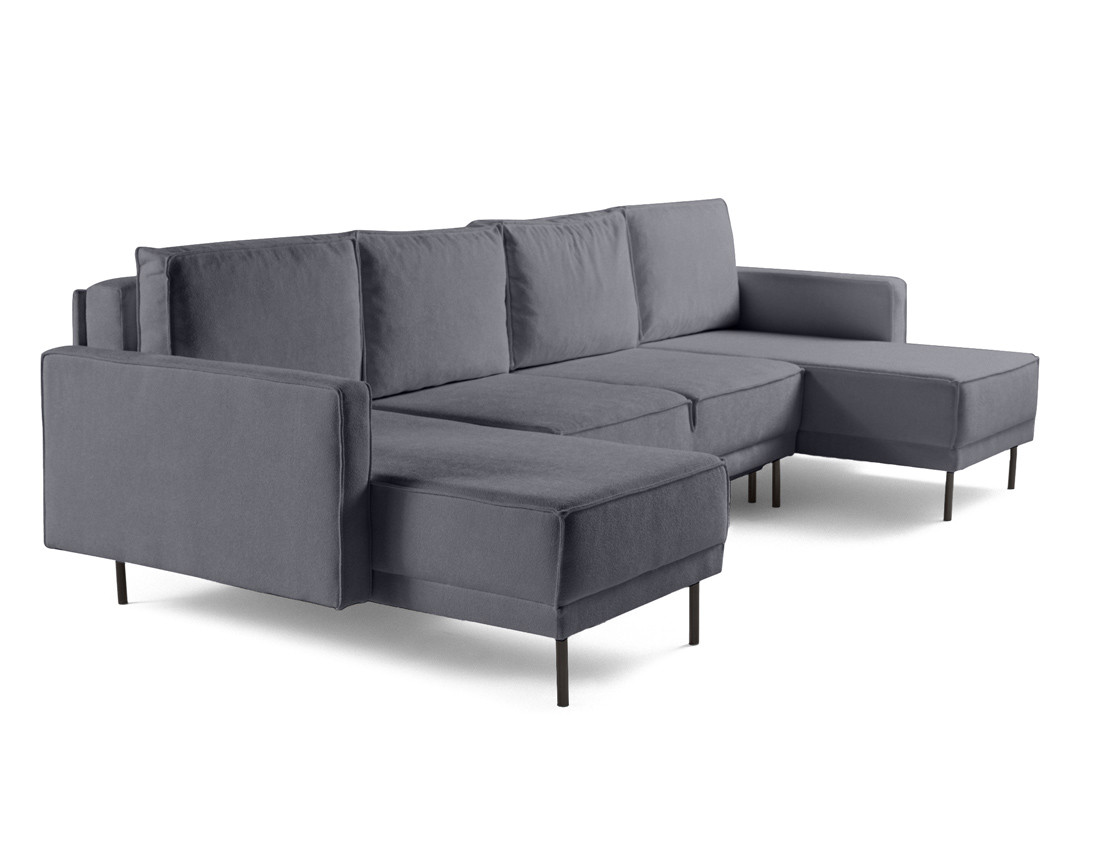Canapé panoramique en U convertible avec coffre en tissu Charlie