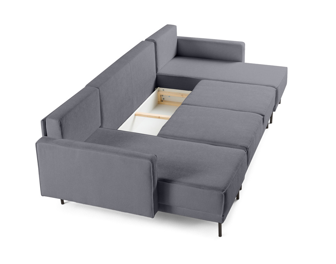 Canapé panoramique en U convertible avec coffre en tissu Charlie