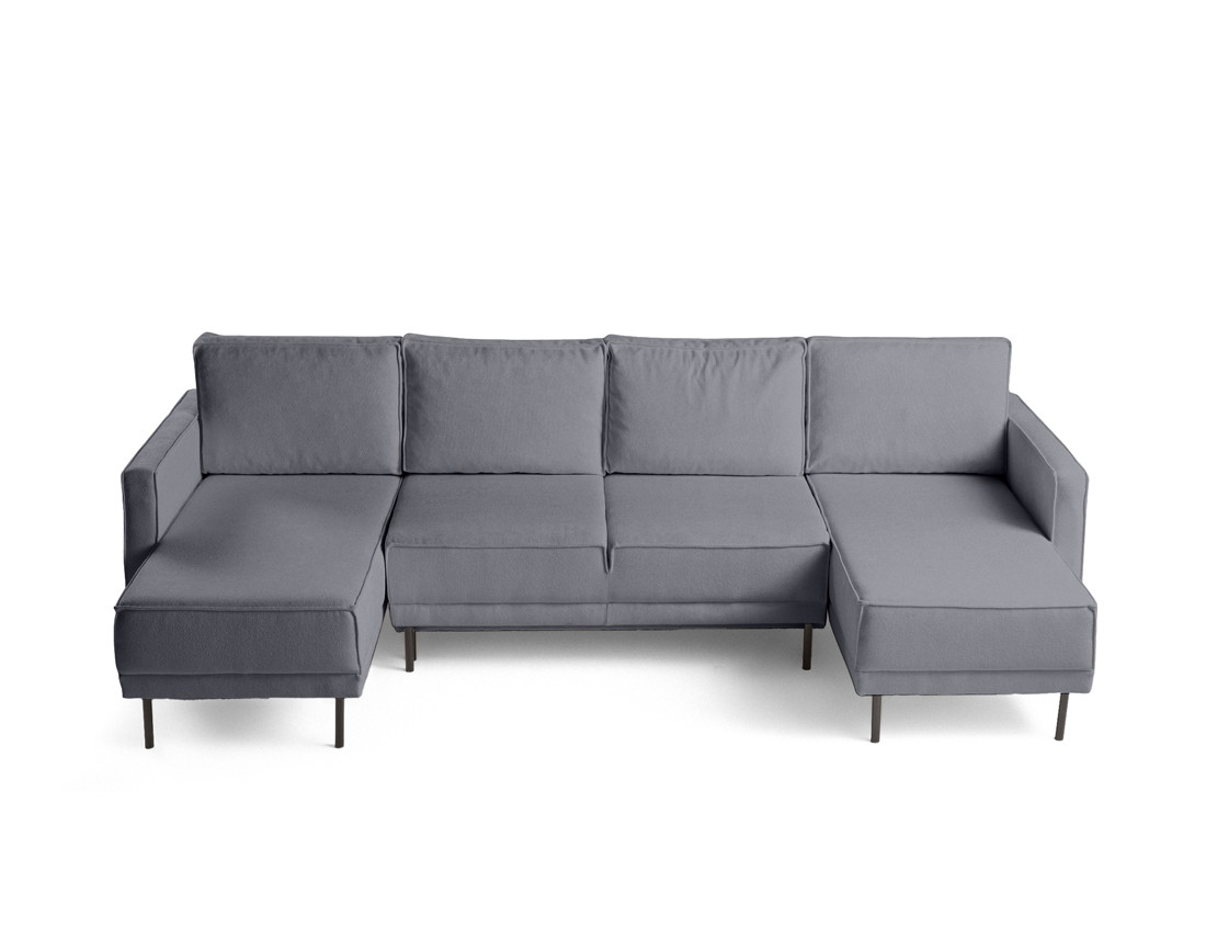 Canapé panoramique en U convertible avec coffre en tissu Charlie