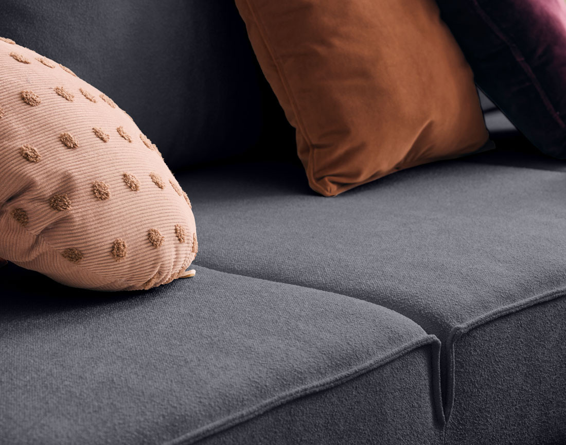 Canapé panoramique en U convertible avec coffre en tissu Charlie