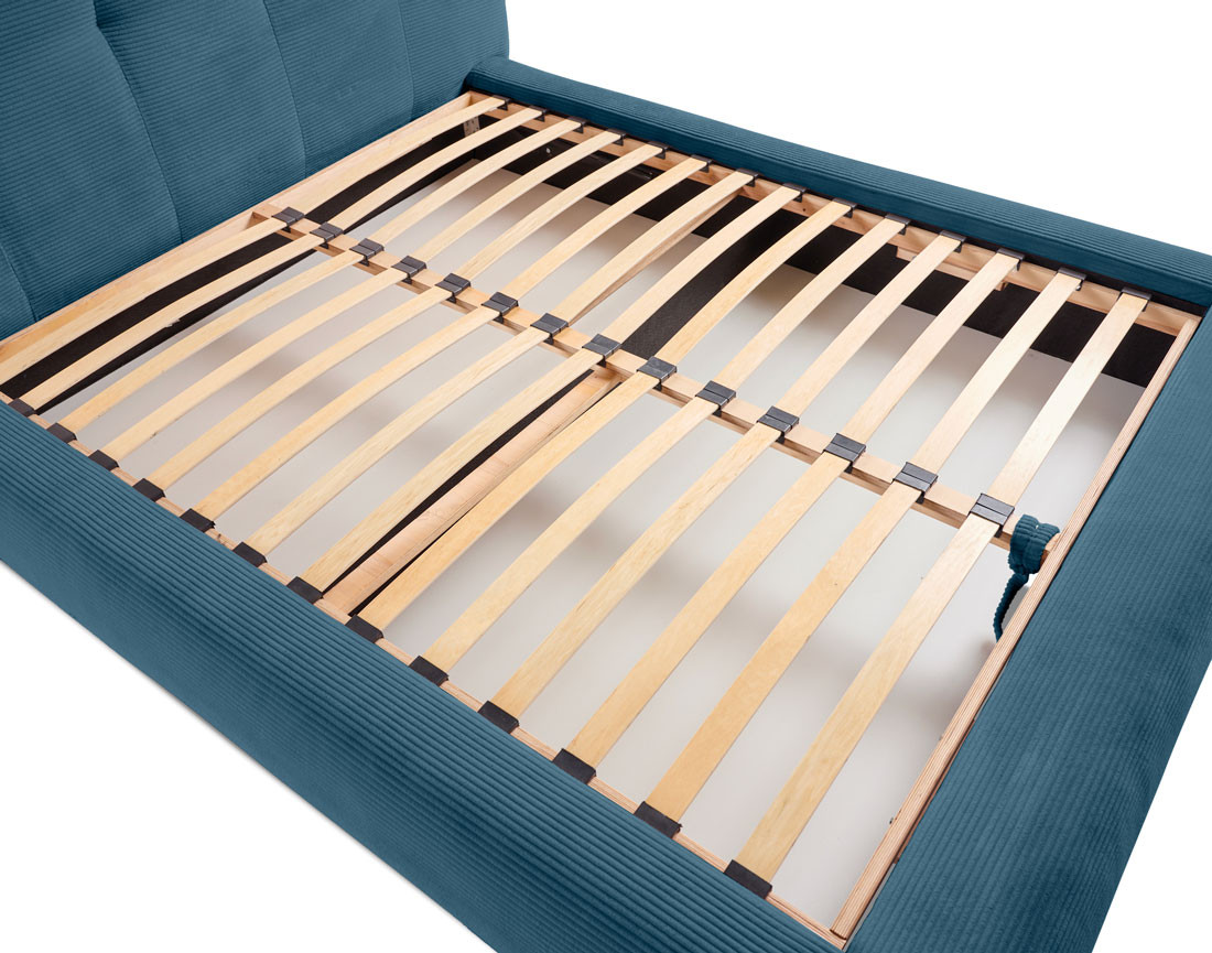Lit coffre 140x190 cm en velours côtelé sommier inclus Onyx