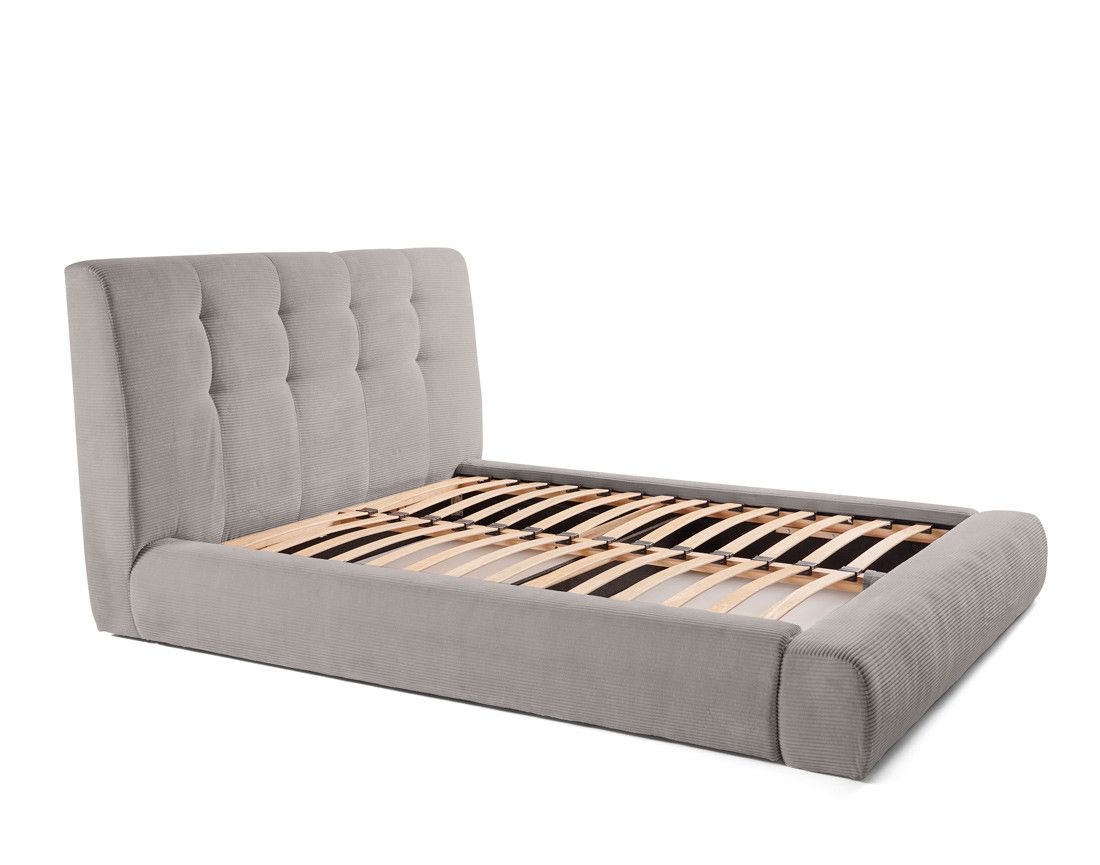 Lit coffre 140x190 cm en velours côtelé sommier inclus Onyx
