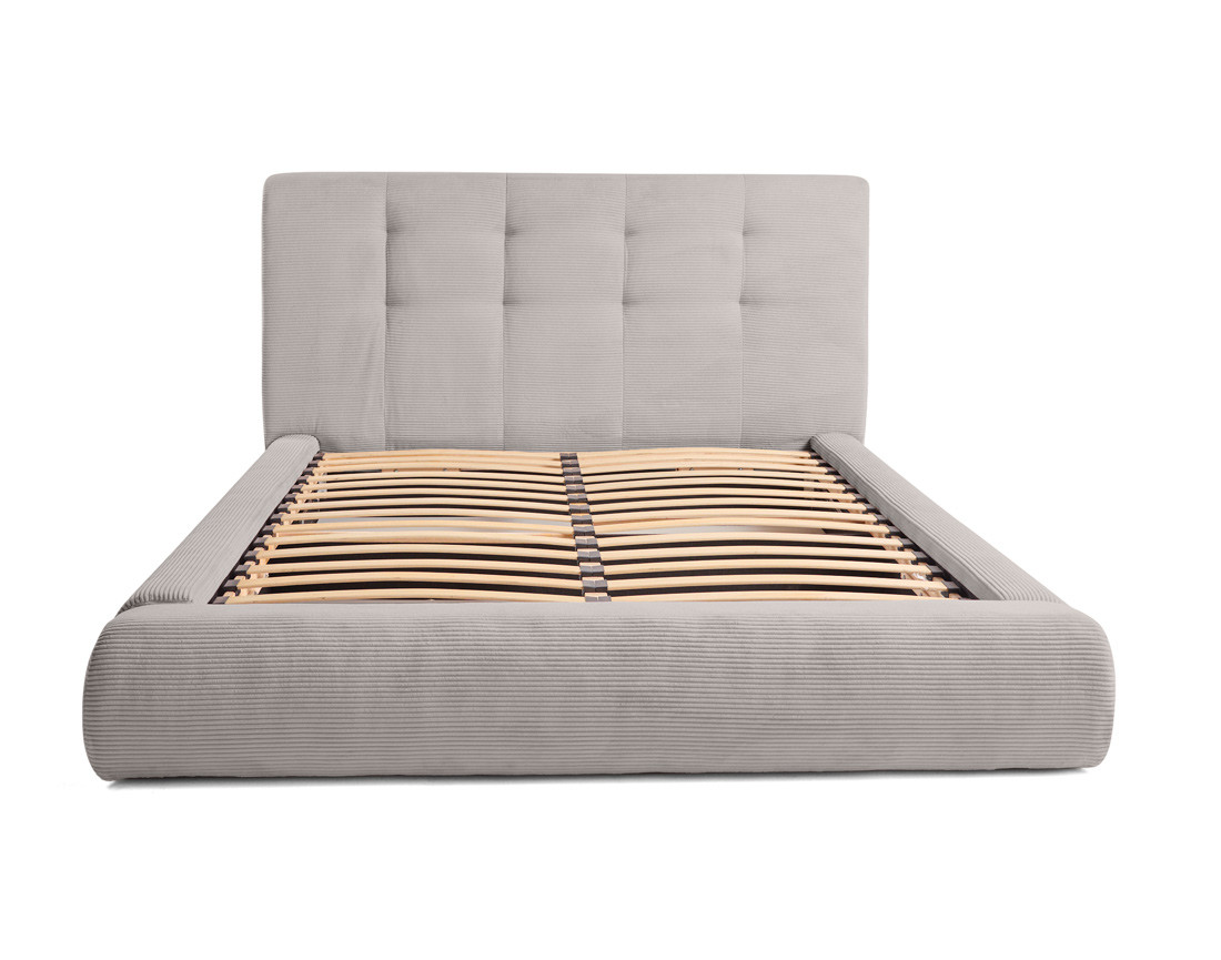 Lit coffre 140x190 cm en velours côtelé sommier inclus Onyx