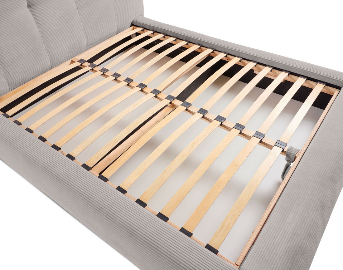 Lit coffre 140x190 cm en velours côtelé sommier inclus Onyx