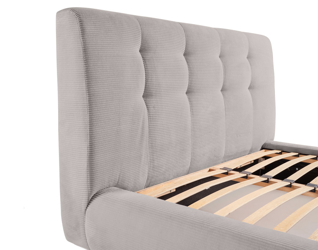 Lit coffre 140x190 cm en velours côtelé sommier inclus Onyx