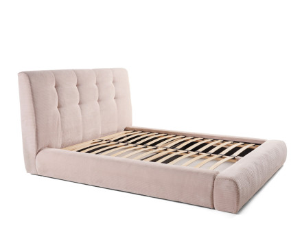 Lit coffre 140x190 cm en velours côtelé sommier inclus Onyx