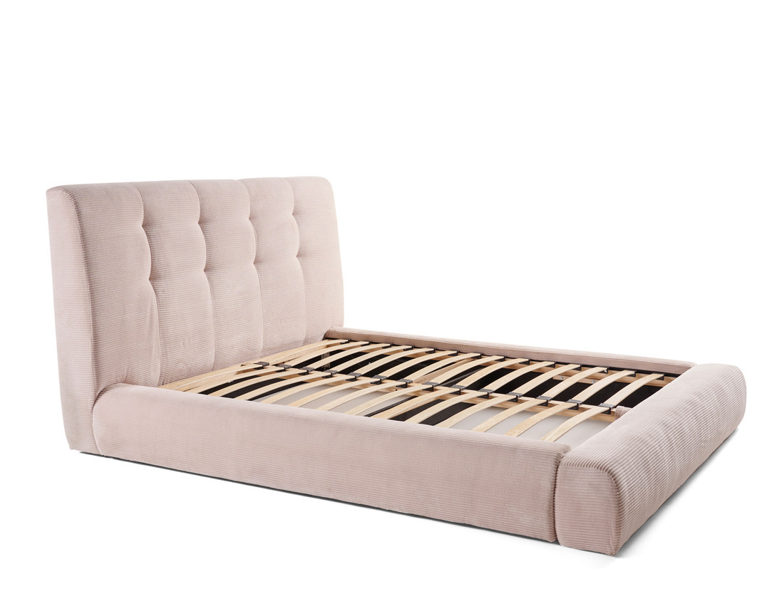 Lit coffre 140x190 cm en velours côtelé sommier inclus Onyx