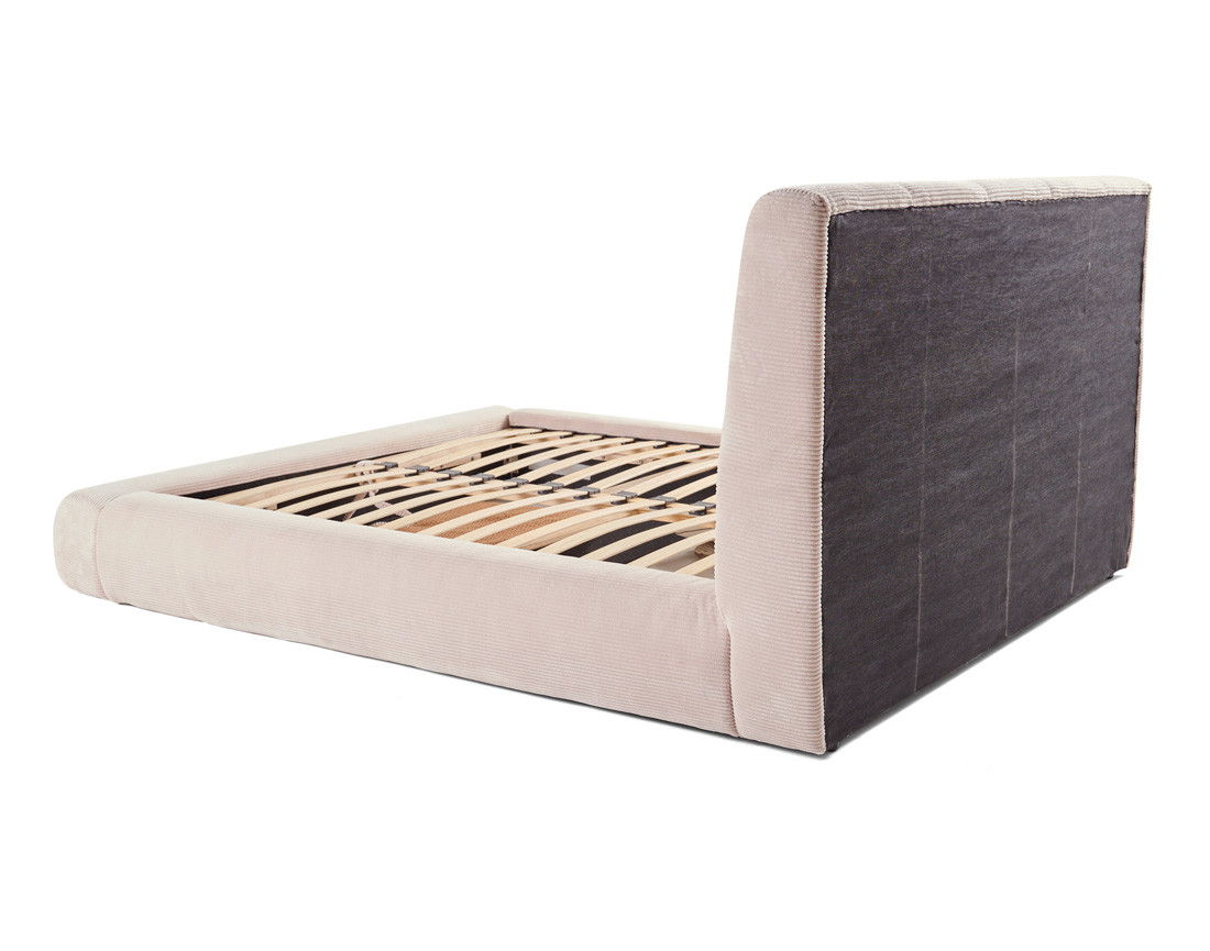 Lit coffre 140x190 cm en velours côtelé sommier inclus Onyx