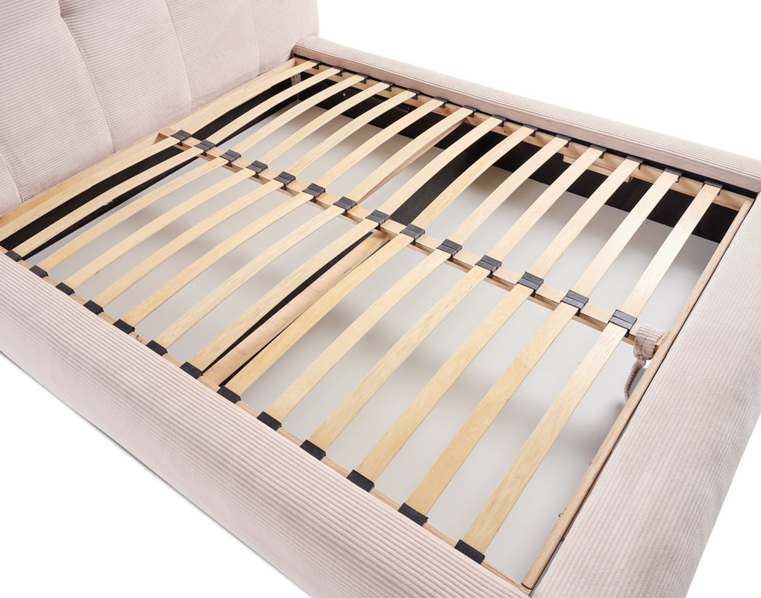 Lit coffre 140x190 cm en velours côtelé sommier inclus Onyx