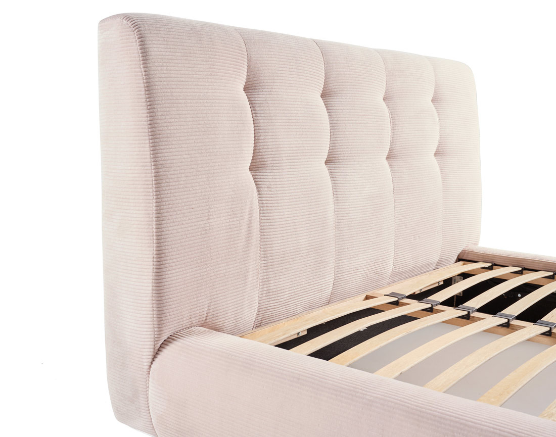 Lit coffre 140x190 cm en velours côtelé sommier inclus Onyx