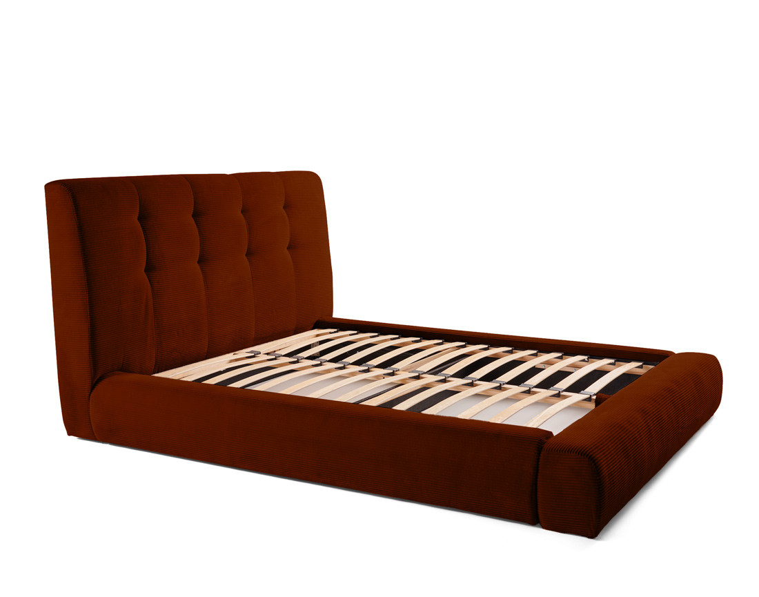 Lit coffre 160x200 cm en velours côtelé sommier inclus Onyx