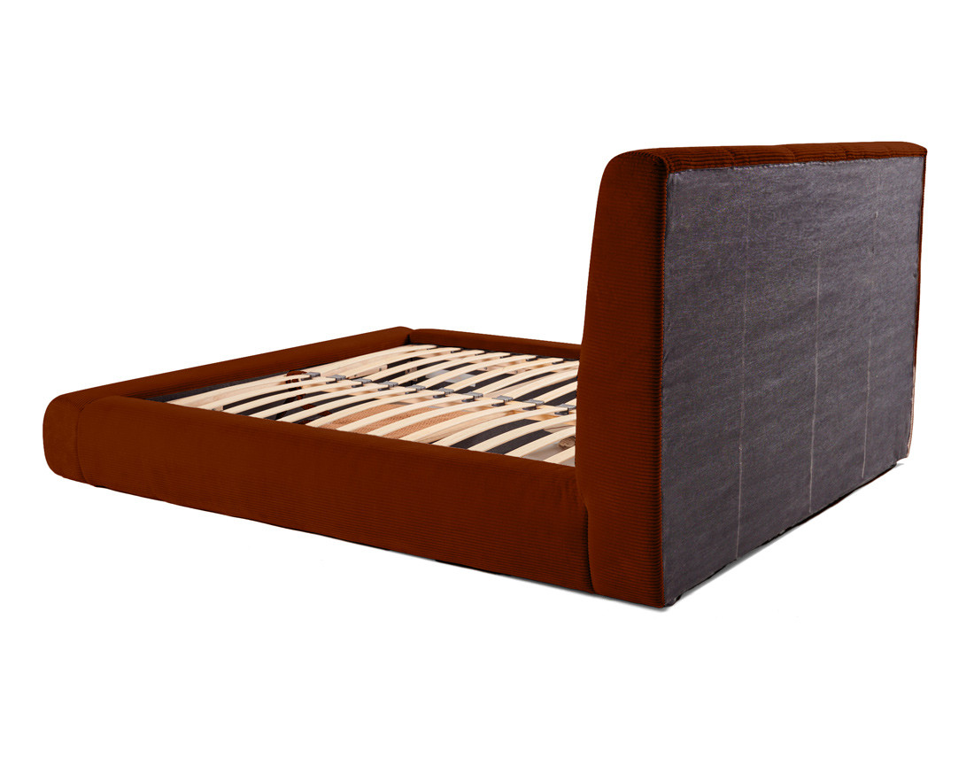 Lit coffre 160x200 cm en velours côtelé sommier inclus Onyx