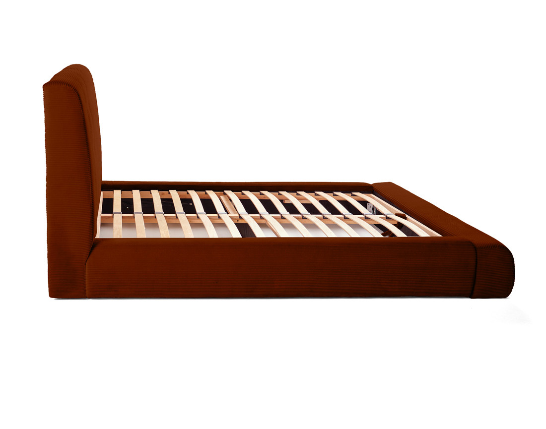 Lit coffre 160x200 cm en velours côtelé sommier inclus Onyx