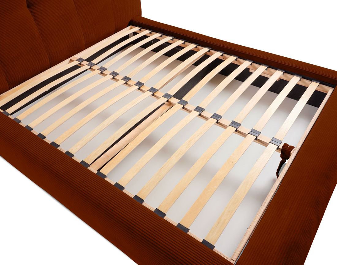 Lit coffre 160x200 cm en velours côtelé sommier inclus Onyx