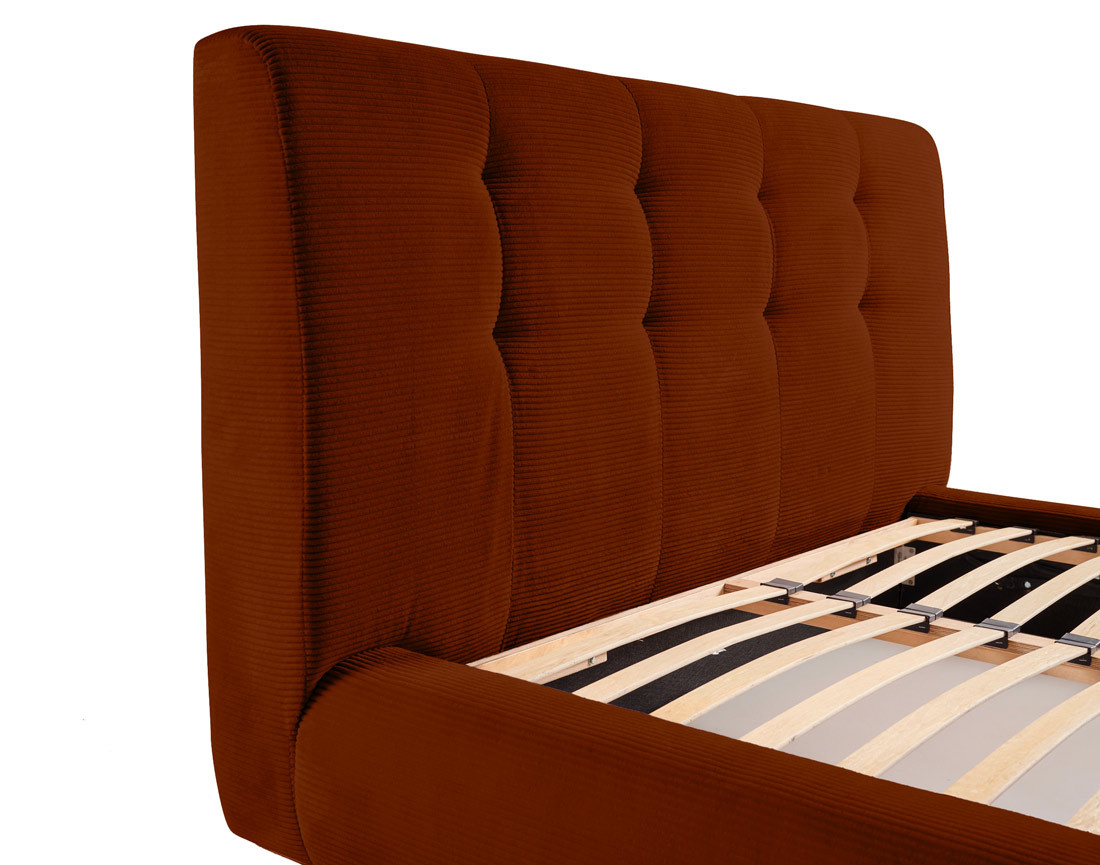 Lit coffre 160x200 cm en velours côtelé sommier inclus Onyx