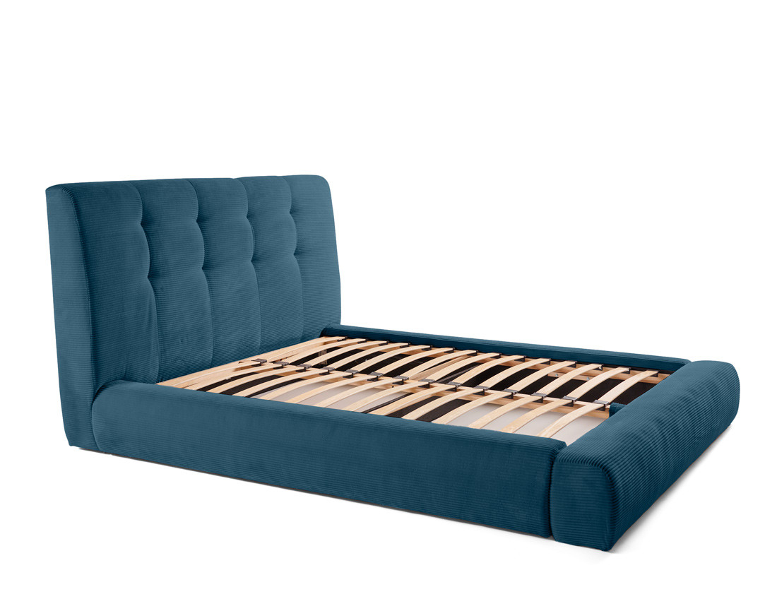 Lit coffre 160x200 cm en velours côtelé sommier inclus Onyx