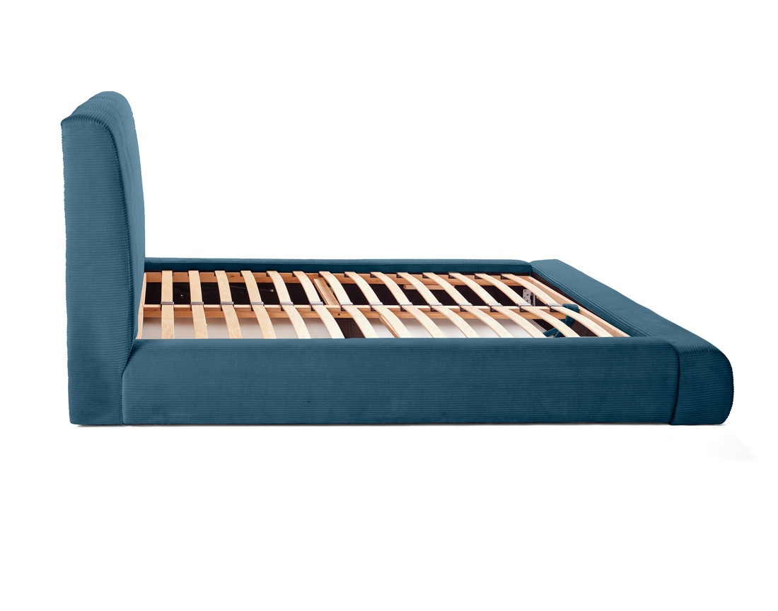 Lit coffre 160x200 cm en velours côtelé sommier inclus Onyx