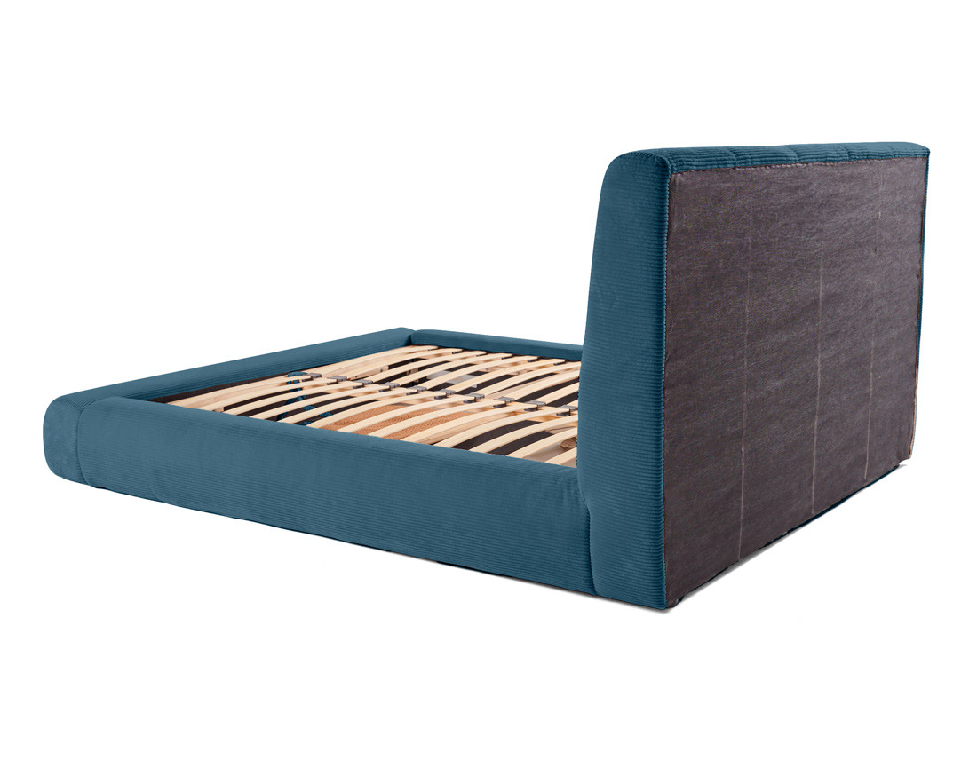 Lit coffre 180x200 cm en velours côtelé sommier inclus Onyx