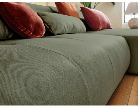 Canapé panoramique d'angle gauche 7 places en tissu Onyx