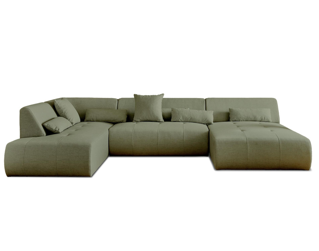 Canapé panoramique d'angle gauche 7 places en tissu Onyx