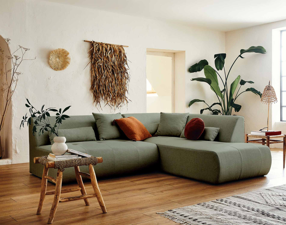 Canapé modulable d'angle droit 5 places - en tissu - Onyx