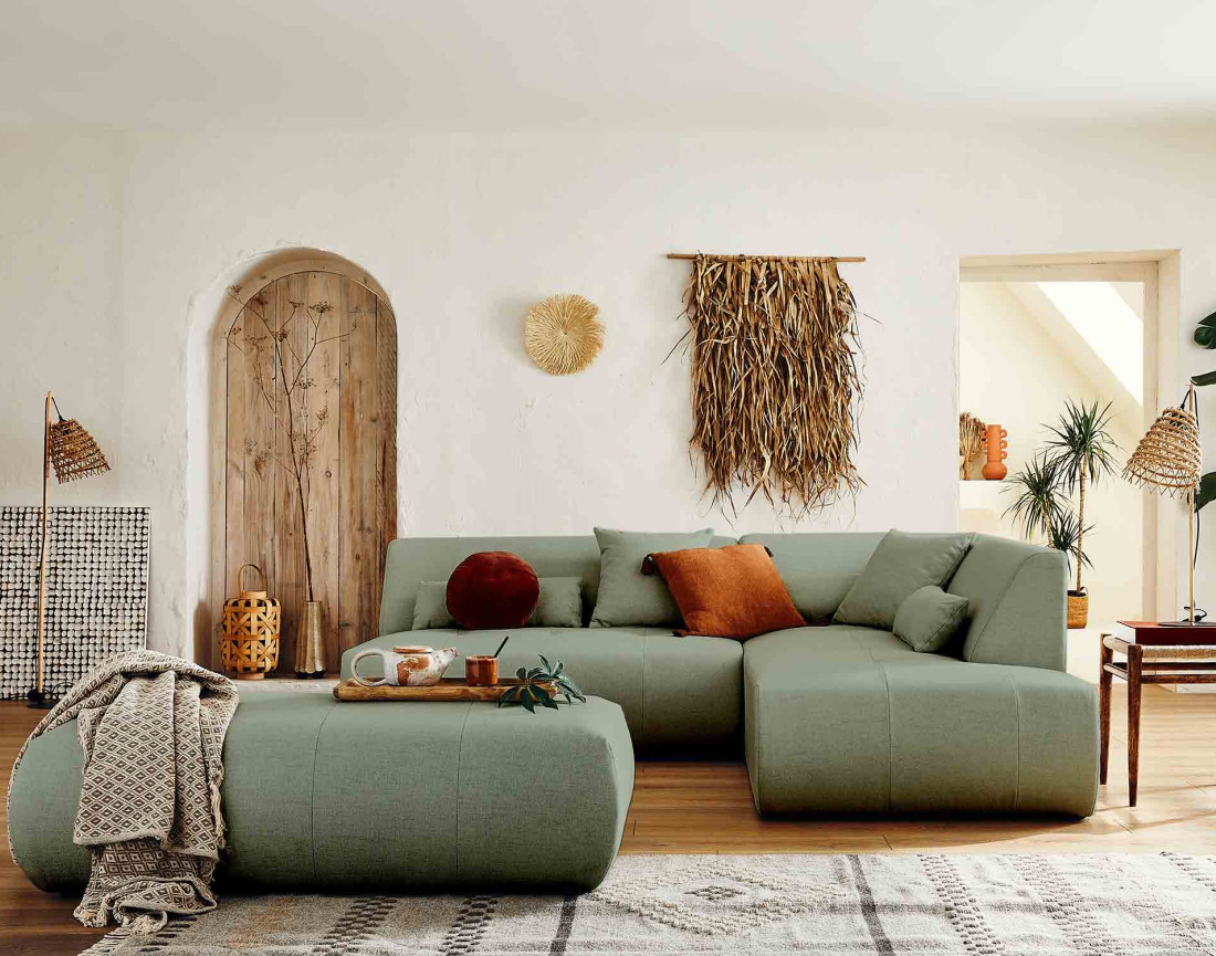 Canapé modulable d'angle droit 5 places - en tissu - Onyx