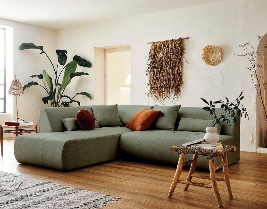 Onyx - canapé d'angle gauche modulable 5 places - en tissu